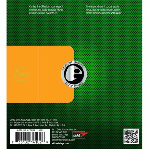 Elixir Nanoweb Electric Bass Nickel Plated Steel 14102 Medium 50-105